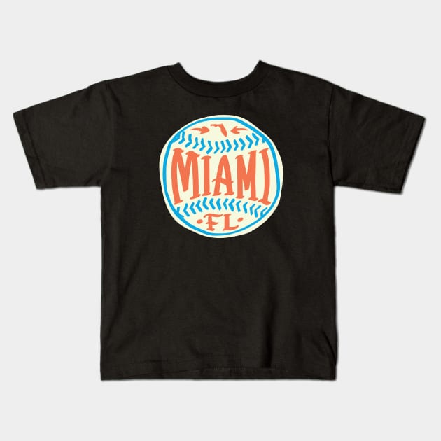 Miami Florida Hand Drawn Typography Baseball T-Shirt Kids T-Shirt by goodwordsco